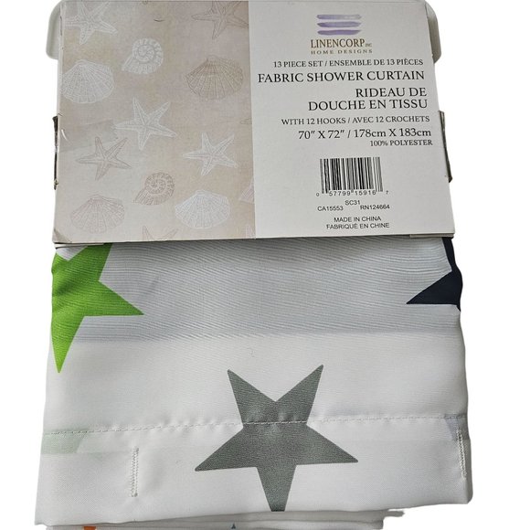 LINENCORP Inc Home Designs Polyester Fabric Shower Curtain with 12 Hooks in Mult - Picture 2 of 7